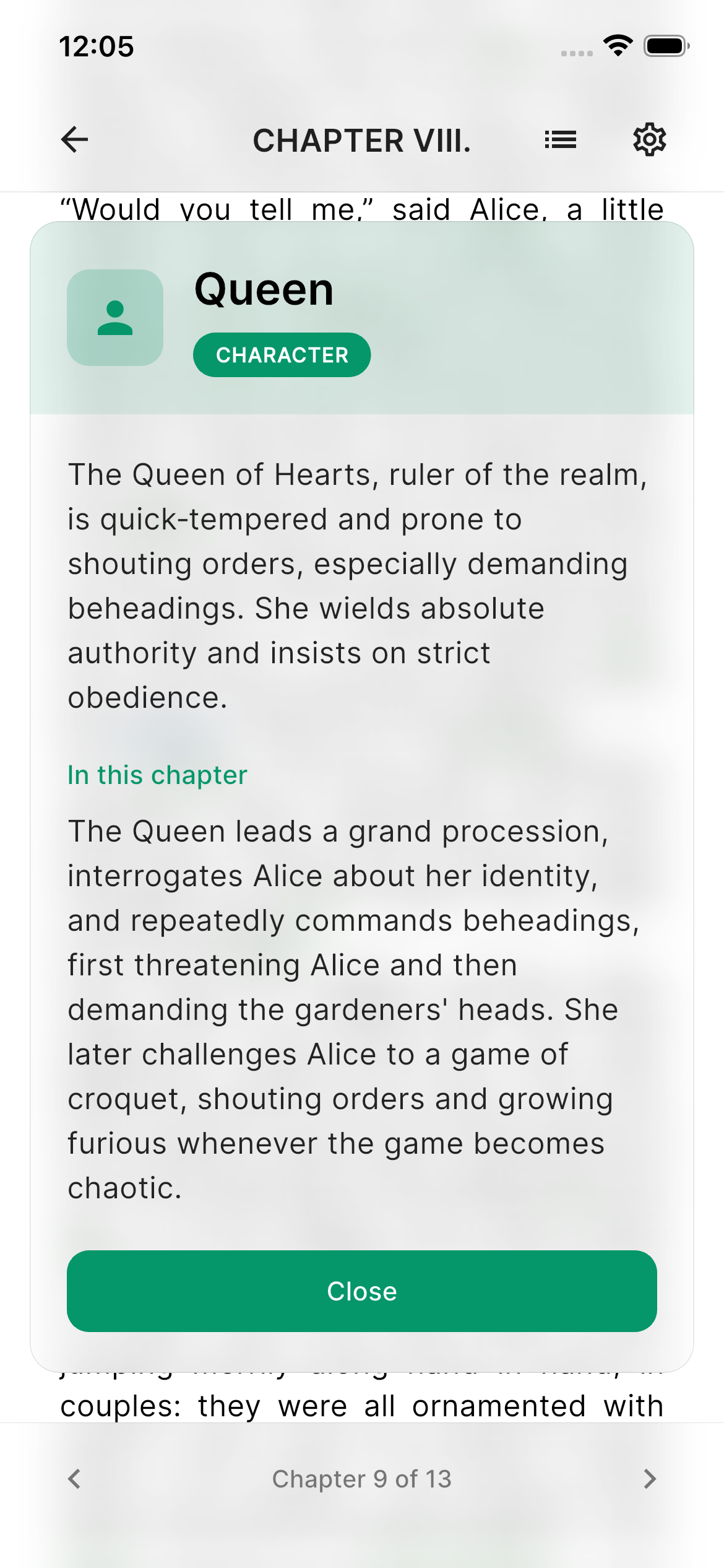 Tap a character name to see spoiler-free context